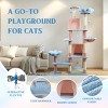 TopComfy Pet Tower Blue Flower Cat Tree Large Condo Removable Flower Cushion Soft Hammock Durable Scratching Post for Cats, Blue, 23.6"*18.9"*71" - 3 of 4