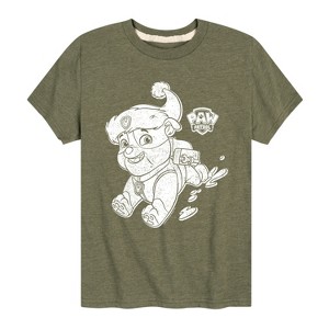 Boys' - Paw Patrol - Rubble Santa Hat Short Sleeve Graphic T-Shirt - 1 of 4