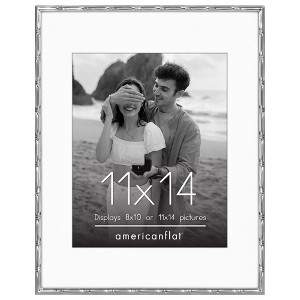Americanflat Picture Frame with Bamboo-Style Molding and Shatter-Resistant Glass and Mat - Gallery Style Frames for Tabletop or Wall Display - 1 of 4