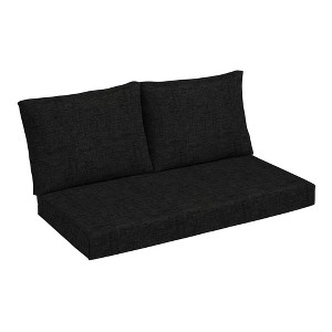 ARDEN Outdoor Loveseat Cushion Set, 48 x 24, Rain-Proof, Fade Resistant, Cushion Set for Couch, Bench, and Swing Black Leala - 1 of 4
