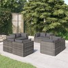 vidaXL 8-Piece Outdoor Lounge Set, Water-Resistant Gray PE Rattan & Powder Coated Steel Frame, Anthracite Cushions, Modular Design Patio Furniture - 2 of 4