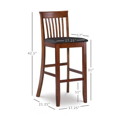 Classic Dark Cherry & Black Faux Leather 31" Craftsman Barstool