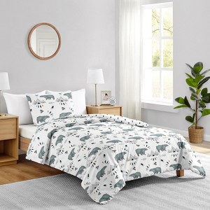 Sweet Jojo Designs Kids' Twin Comforter Bedding Set Bear Mountain Blue and White 2pc - 1 of 4