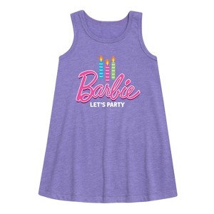 Girls' - Barbie - Let's Party Graphic Sleeveless Aline Dress - 1 of 3