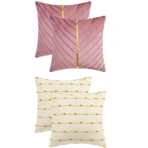 REGALWOVEN 4 Pcs Modern Farmhouse Decorative Throw Pillow Covers 18" x 18" - 1 of 4