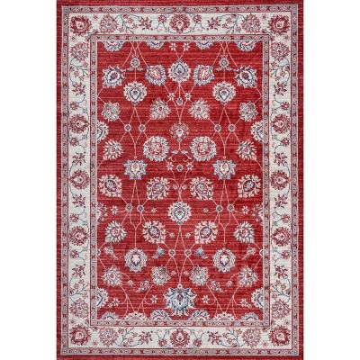 Red and Cream Synthetic Reversible Runner Rug, 4.3" x 36.61"