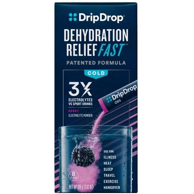 DripDrop ORS Electrolyte Powder for Fast Dehydration Relief - Berry - 8ct