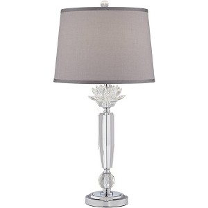 Vienna Full Spectrum Olivia 28 1/4" Tall Traditional Glam Luxury End Table Lamp Clear Crystal Single Gray Shade Living Room Bedroom Bedside Nightstand - 1 of 4