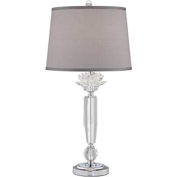 Traditional Table Lamp 31 Tall Faceted Crystal and Brass Bell Fabric Shade  for Living Room Family Bedroom Bedside - Vienna Full Spectrum, Table Lamps  -  Canada