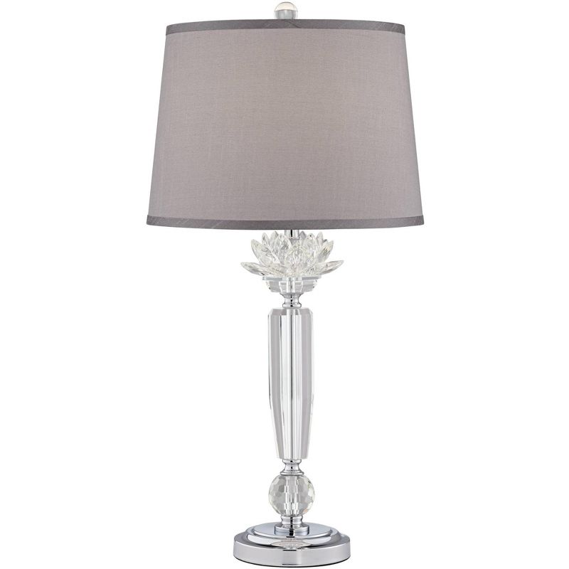 Vienna Full Spectrum Olivia 28 1/4" Tall Traditional Glam Luxury End Table Lamp Clear Crystal Single Gray Shade Living Room Bedroom Bedside Nightstand, 1 of 10
