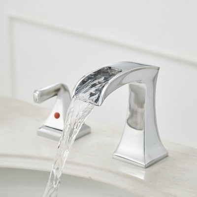 Polished Chrome 8-Inch Widespread 2-Handle Waterfall Bathroom Faucet