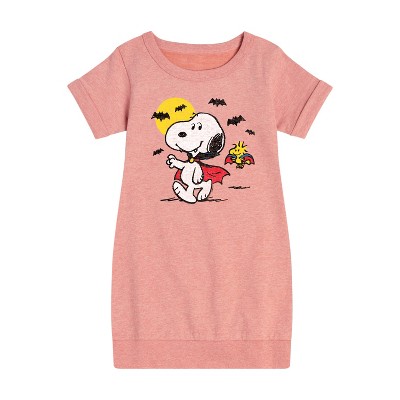 - Peanuts - Vampire Snoopy and Woodstock Graphic Short Sleeve Fleece Dress