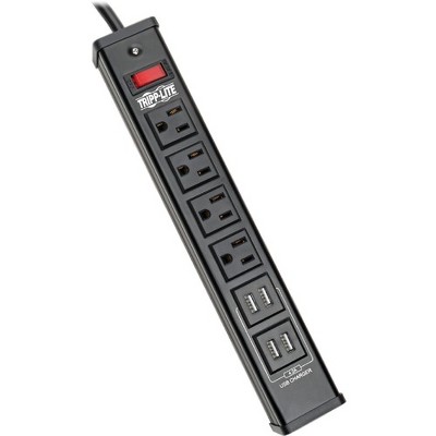 Tripp Lite Surge Protector Power Strip 4-Outlet 4 USB Charging Ports 6ft Cord - 4 x NEMA 5-15R, 4 x USB - 1875 VA - 450 J - 120 V AC Input