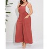 Whizmax Women's Plus Size Loose Sleeveless Jumpsuits Adjustable Spaghetti Strap Stretchy Long Pant with Pockets - 2 of 4