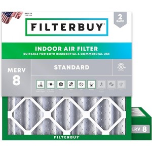 Filterbuy 13.25x13.25x4 Air Filter (2-Pack), Pleated MERV 8 Dust Defense Replacement HVAC AC Furnace Filters (Actual Size: 13.25 x 13.25 x 3.63) - 1 of 4