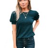 Amaryllis Women's Heather Knit Top Puff Sleeves Back Button Detail Casual Elegant Versatile Comfortable Essential - 2 of 4