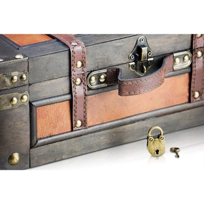 Handmade Vintage Wooden Treasure Chest with Brass Lock