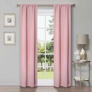 Classic Modern Solid Room Darkening Semi-Blackout Curtains, Rod Pocket, Set of 2 by Blue Nile Mills - 1 of 4