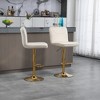 Set of 2 360° Velvet Swivel Adjustable Counter Height Bar Stools with Back and Footrest - 2 of 4
