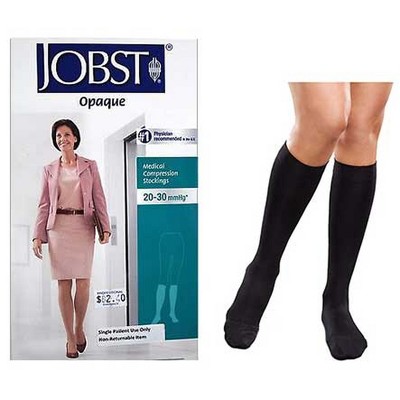 JOBST Opaque Knee-High Compression Stockings with SoftFit Band - 20-30 mmHg - Closed Toe - Medium - Black