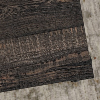 Carbon Oak Rectangular Mobile Coffee Table with Metal Frame