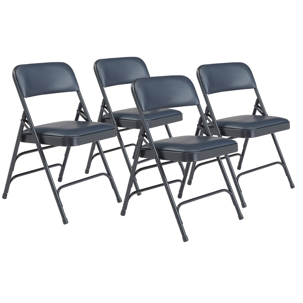 Photos - Computer Chair Set of 4 Premium Vinyl Padded Triple Brace Folding Chairs Blue - Hampden F