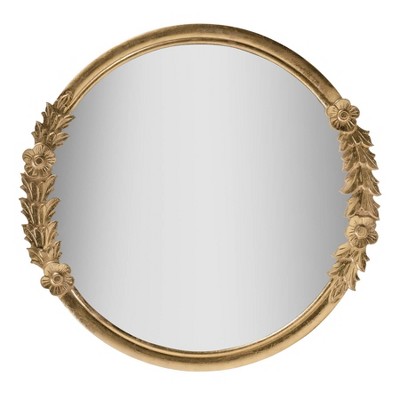 Brewster 27.5" Pippet Gold Mirror: Feminine Flair, Carved Floral Accents, No Assembly Required