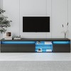 94.5" TV Stand with LED Color Changing Lights, Sideboard Cabinet with 2-Glass Shelves, Buffet Table for Living Room or Entryway - 2 of 4