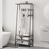 Coat Rack Shoe Bench with 8 Hooks, Hall Trees Entryway Bench with Storage, Multifunctional Hallway Organizer - 3 of 4