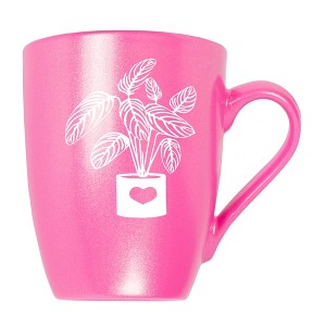 Elanze Designs Botanical Foliage Nature Coffee Cup Mug 10 Ounce Ceramic With Shimmery Metallic Finish Elegant Minimalist Calathea in Heart Planter - 1 of 4