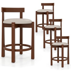Costway 24" 2PCS Counter Height Bar Stools Set of 2 w/Backrests & Footrests for Kitchen - 1 of 4