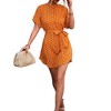 Anna-Kaci Women's Short Sleeve Polka Dot Mini Dress with Waist Tie Belt and Relaxed Fit - 4 of 4