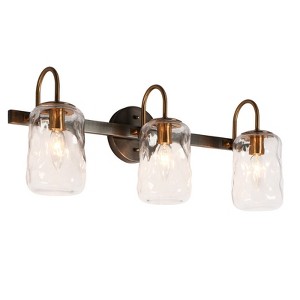 LNC Erharting Polished Gold and Ripple Glass Mason Jar Modern/Contemporary Vanity Lights, 1 Light/ 2 Light/3 Light/4 Light - 1 of 4