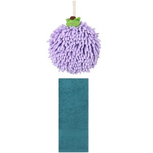 REGALWOVEN Absorbent Soft Decorative Hand Towels for Bathroom 13" x 30"/6" x 6" 2 Pcs - 1 of 4