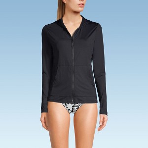 Lands' End Women's Long Sleeve Hooded Full Zip UPF 50 Rash Guard - 1 of 4