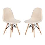Emma and Oliver Set of 2 Dorset Series Faux Shearling Accent Chairs with Beechwood Legs for Living Room, Bedroom, Dorm and More