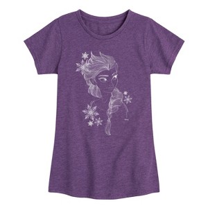 Girls' - Frozen 2 - Elsa Outlined Sketch Fitted Short Sleeve Graphic T-Shirt - 1 of 4