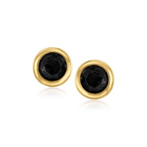 Ross-Simons Bezel-Set Black Onyx Stud Earrings in 10kt Yellow Gold - 1 of 3