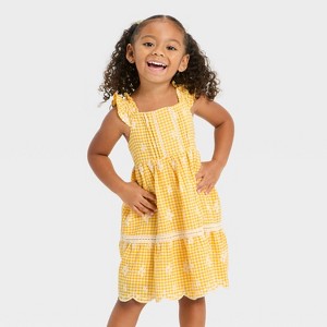 Toddler Girls' Gingham Dress - Cat & Jack Yellow 4T : Target