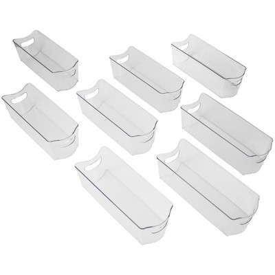 Smart Design Stackable Clear Refrigerator Storage Bin with Handle - 8 pack - 6 x 16 inch