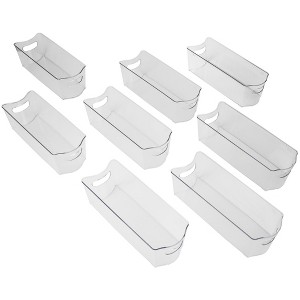Smart Design Stackable Clear Refrigerator Storage Bin with Handle - 8 pack - 6 x 16 inch - 1 of 4