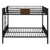 Whisen Full-Over-Full Bunk Bed & Steel Bed Frame with Built-in Ladder and Guard Rail - Brown - 3 of 4