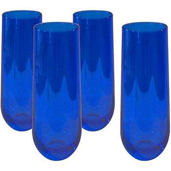 ARTLAND Luster Blue Glass 9 Ounce Stemless Flute, Set of 4