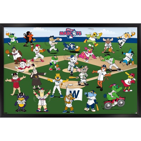 Trends International MLB League - Mascots 22 Framed Wall Poster Prints  Black Framed Version 14.725 x 22.375