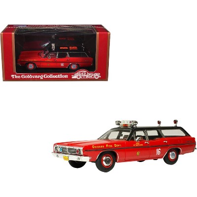 1970 Ford Galaxie Station Wagon "Chicago Fire Department" Red with Black Top 1/43 Diecast Model Car by Goldvarg Collection