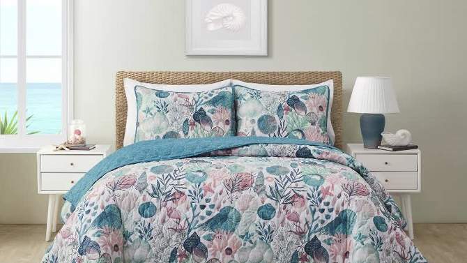 Ivory Coast Disperse Print 3pc Reversible Quilt Set - VCNY, 2 of 5, play video