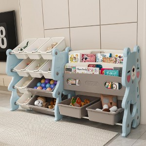 KWPZQEB Toy Storage Organizer - Toy Organizers and Storage with 2 Tier Bookshelf & 12 Storage Bins, Kids Bookshelf and Toy Storage for Kids Room - 1 of 4