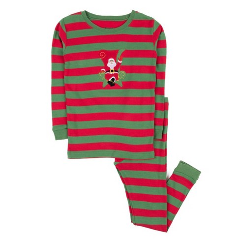 Leveret Kids Two Piece Cotton Christmas Pajamas Striped Red And