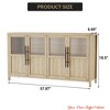 Kitchen Dining Room Sideboard Buffet Cabinet w/4 Glass Doors, 55 in Buffet Table Coffee Bar Wine Bar Display Cabinet - 2 of 4