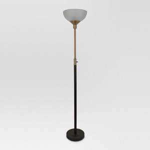 Torchiere Mixed Metal Floor Lamp Black Includes Energy Efficient Light Bulb - Threshold , Size: Lamp with Energy Efficient Light Bulb